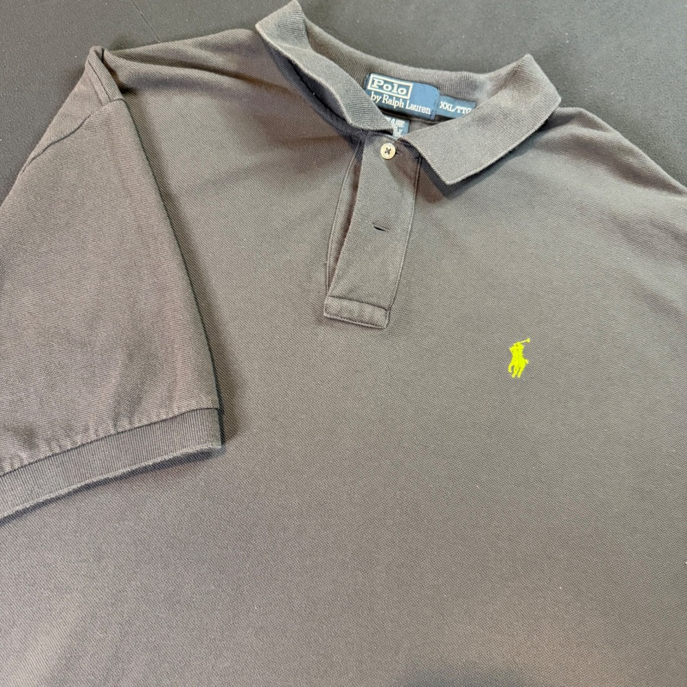 Polo Ralph Lauren Men's XXL 2XL Grey Short Sleeve Polo Shirt Yellow Pony Logo